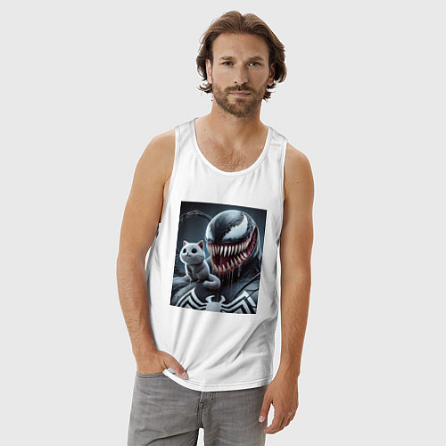 Мужская майка Venom and funny kitten - ai art fantasy / Белый – фото 3