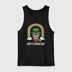 Майка мужская хлопок Happy St Patricks day - skull, цвет: черный