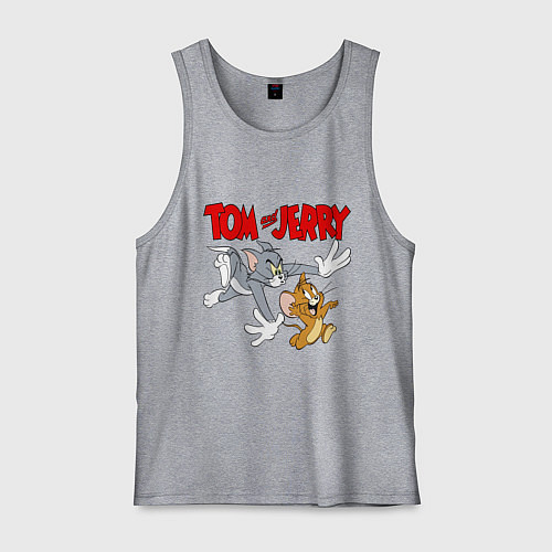 Мужская майка Том и Джерри - погоня / Меланж – фото 1