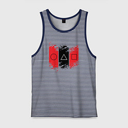 Майка мужская хлопок Squid game logos, цвет: синяя тельняшка