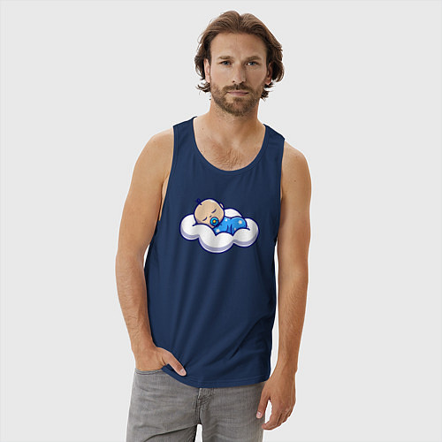 Мужская майка Младенец на облаке / Тёмно-синий – фото 3