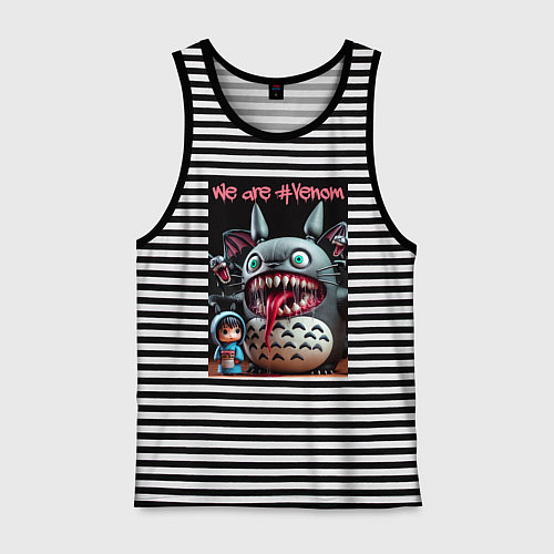 Мужская майка Totoro-Venom - ai art fantasy / Черная тельняшка – фото 1