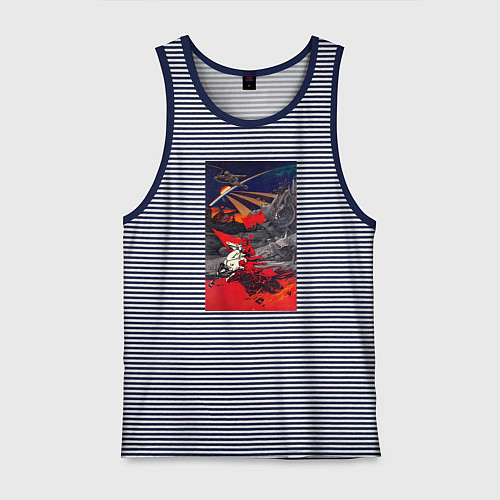 Мужская майка Советский Союз - на пути к звездам / Синяя тельняшка – фото 1