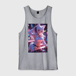 Майка мужская хлопок Лиса диджей в клубе, цвет: меланж