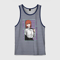 Майка мужская хлопок Человек-бензопила Макима в костюме, цвет: синяя тельняшка