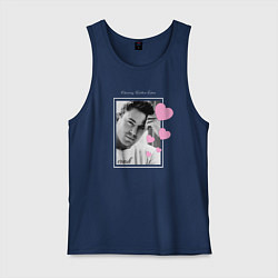 Майка мужская хлопок Ченнинг Тейтум краш с сердечками, цвет: тёмно-синий