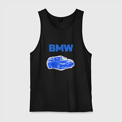 Майка мужская хлопок Blue bmw, цвет: черный