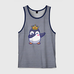 Майка мужская хлопок Король пингвин, цвет: синяя тельняшка