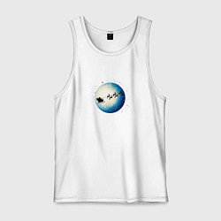 Майка мужская хлопок Санта на оленях - светлый, цвет: белый