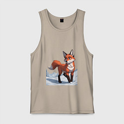 Майка мужская хлопок Лисица-сестрица, цвет: миндальный