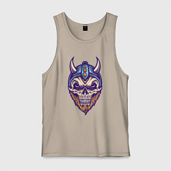 Майка мужская хлопок Skull viking, цвет: миндальный