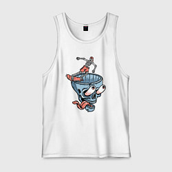 Майка мужская хлопок Сумасшедший скейтер, цвет: белый