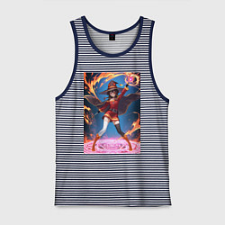 Майка мужская хлопок Мегумин колдует взрывную магию, цвет: синяя тельняшка