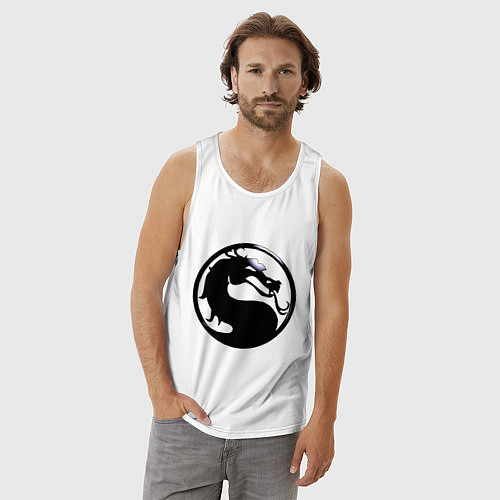 Мужская майка Смертельная битва - логотип / Белый – фото 3