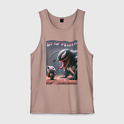 Майка мужская хлопок Мультяшные Веном и котёнок - мем, цвет: пыльно-розовый