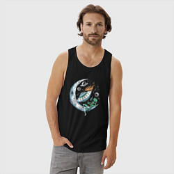 Майка мужская хлопок Марсианин на луне, цвет: черный — фото 2