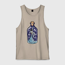 Майка мужская хлопок Космонавт в бутылке, цвет: миндальный