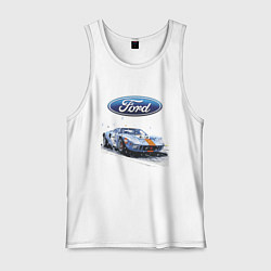 Майка мужская хлопок Ford motorsport - sketch, цвет: белый