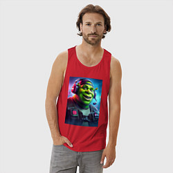 Майка мужская хлопок Cool Shrek - cyberpunk, цвет: красный — фото 2