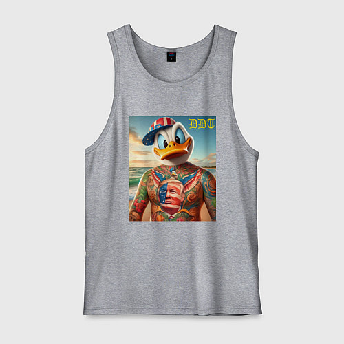 Мужская майка Donald Duck Trump - meme / Меланж – фото 1