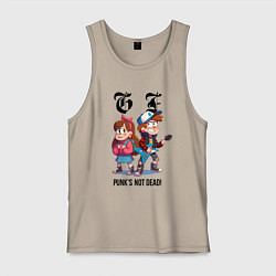 Майка мужская хлопок Dipper and Mabel - punks not dead meme, цвет: миндальный