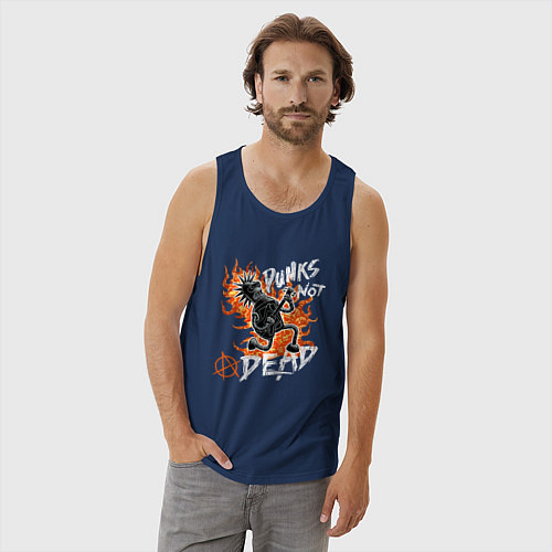 Мужская майка Панк-рок с Бендером из Футурамы / Тёмно-синий – фото 3