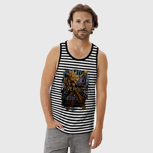 Мужская майка Солнце и луна из аниматроников / Черная тельняшка – фото 3