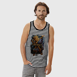 Майка мужская хлопок Солнце и луна из аниматроников, цвет: черная тельняшка — фото 2