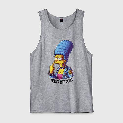 Мужская майка Marge Simpson - punks not dead motto / Меланж – фото 1