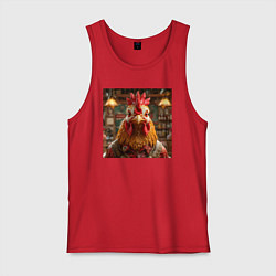 Майка мужская хлопок Петух, цвет: красный