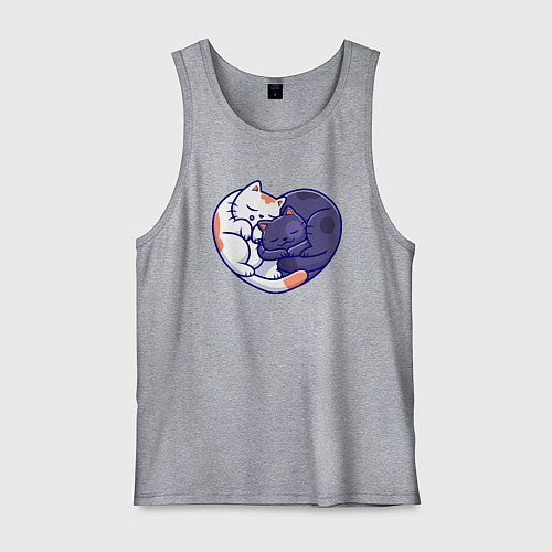 Мужская майка Сердечные котики / Меланж – фото 1