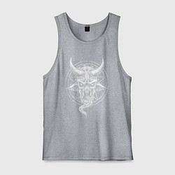 Майка мужская хлопок Рогатый демон с языком, цвет: меланж