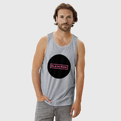 Майка мужская хлопок Blackpink logotype - group of South Korea, цвет: меланж — фото 2