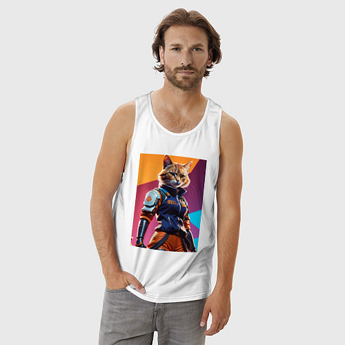 Мужская майка Ультразверьки кошка / Белый – фото 3