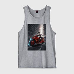 Майка мужская хлопок Shiroko лиса на футуристичном мотоцикле, цвет: меланж