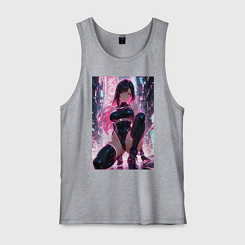 Мужская майка Тифа Локхарт из Final Fantasy VII в стиле киберпан / Меланж – фото 1
