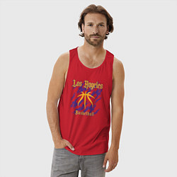 Майка мужская хлопок Basketball Lakers, цвет: красный — фото 2