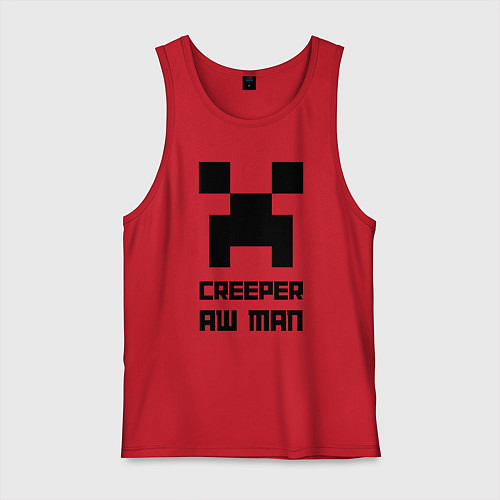 Мужская майка Creeper Aw Man, Майнкрафт мем / Красный – фото 1
