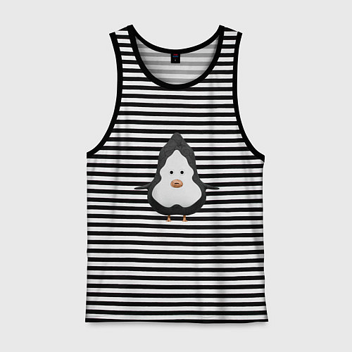 Мужская майка Cartoon penguin character / Черная тельняшка – фото 1