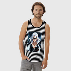 Майка мужская хлопок Черная кошка Фелиция Харди, цвет: черная тельняшка — фото 2