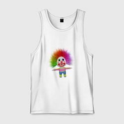 Майка мужская хлопок Клоун мультфильм разноцветный, цвет: белый