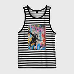 Майка мужская хлопок Monkey graffiti, цвет: черная тельняшка