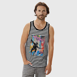 Майка мужская хлопок Monkey graffiti, цвет: черная тельняшка — фото 2