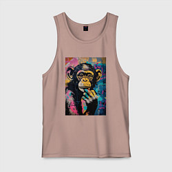 Майка мужская хлопок Cute monkey, цвет: пыльно-розовый