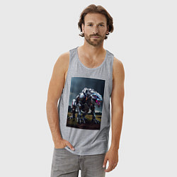 Майка мужская хлопок Робот в стиле Horizon, цвет: меланж — фото 2