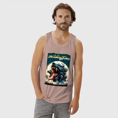 Мужская майка Волки Роллинг Стоунз - фантазия / Пыльно-розовый – фото 3