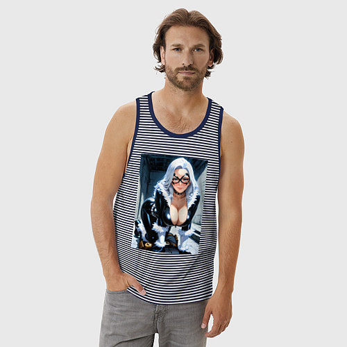 Мужская майка Черная кошка Фелиция Харди / Синяя тельняшка – фото 3