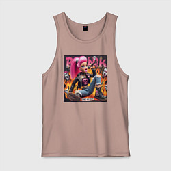 Майка мужская хлопок Barbie singer - punks not dead, цвет: пыльно-розовый