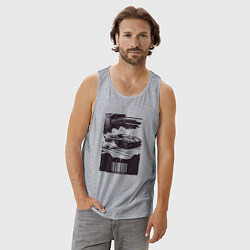 Майка мужская хлопок Ретро постер с спорткаром, цвет: меланж — фото 2