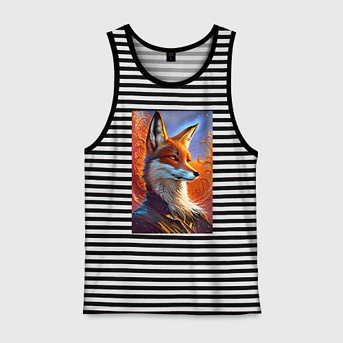 Мужская майка Fox fashionista - ai art fantasy / Черная тельняшка – фото 1